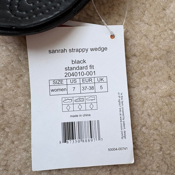 Crocs Sanrah Strappy Wedge Sandals Black Women's Size 7 Comfort Slip On NWT - Picture 7 of 11